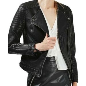Topshop Vegan Leather Moto Jacket